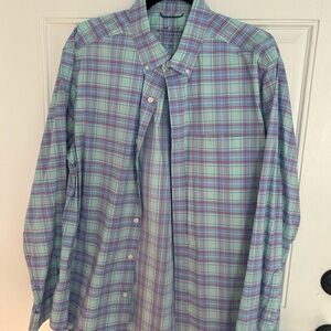 Vineyard Vines Men's Plaid Shirt - on the go performance Blue and Pink